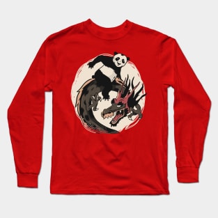 Panda Riding A Dragon Long Sleeve T-Shirt